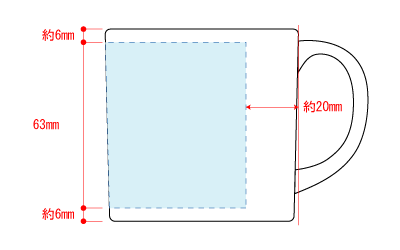 マグカップ　Sサイズの印刷範囲（側面）