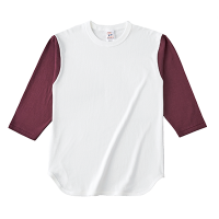 ホワイト Cross Stitch 6.2oz オープンエンド ベースボール 七分袖Tシャツ OE1230