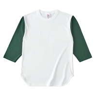 グリーン Cross Stitch 6.2oz オープンエンド ベースボール 七分袖Tシャツ OE1230