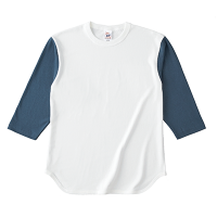 ホワイト Cross Stitch 6.2oz オープンエンド ベースボール 七分袖Tシャツ OE1230