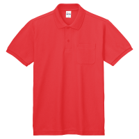 レッド Printstar 5.8oz ポロシャツ（ポケット付） 100-VP