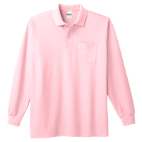 ピンク Printstar 5.8oz 長袖ポロシャツ（ポケット付） 169-VLP