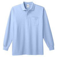 ブルー Printstar 5.8oz 長袖ポロシャツ（ポケット付） 169-VLP
