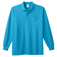 ブルー Printstar 5.8oz 長袖ポロシャツ（ポケット付） 169-VLP