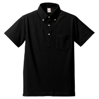 ブラック United Athle 5.3oz ドライCVCボタンダウンポロシャツ（ポケット付） 5051-01