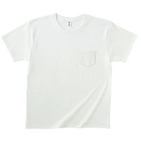ホワイト さりげないオシャレ感 少し薄めの綿100％ポケット付きTシャツ PKT-124