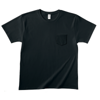 ブラック さりげないオシャレ感 少し薄めの綿100％ポケット付きTシャツ PKT-124