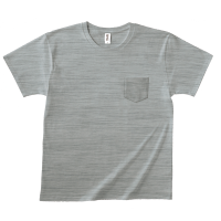 グレー さりげないオシャレ感 少し薄めの綿100％ポケット付きTシャツ PKT-124