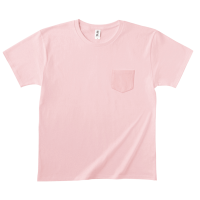 ピンク さりげないオシャレ感 少し薄めの綿100％ポケット付きTシャツ PKT-124