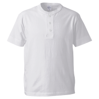 ホワイト スタイルのアクセント 綿100％ヘンリーネックTシャツ 5004-01