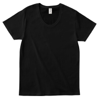 ブラック スタイル重視 綿100％スリムフィットなUネックTシャツ SFU-114