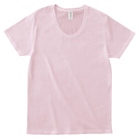 ピンク スタイル重視 綿100％スリムフィットなUネックTシャツ SFU-114