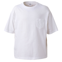 ホワイト トレンドスタイル ビッグシルエットなTシャツ（ポケット付） 5008-01