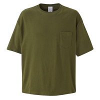 グリーン トレンドスタイル ビッグシルエットなTシャツ（ポケット付） 5008-01