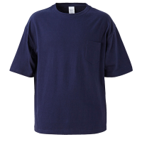 ブルー トレンドスタイル ビッグシルエットなTシャツ（ポケット付） 5008-01