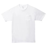 ホワイト 定番綿 100％生地Tシャツ（ポケットつき） 109-PCT