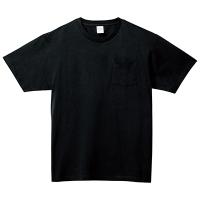 ブラック 定番綿 100％生地Tシャツ（ポケットつき） 109-PCT
