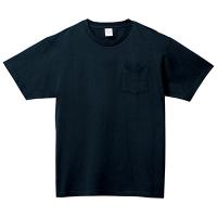 ブルー 定番綿 100％生地Tシャツ（ポケットつき） 109-PCT