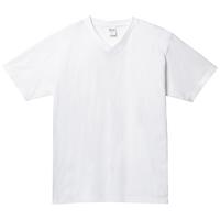 ホワイト 定番綿 100％生地Tシャツ（Vネック） 108-VCT