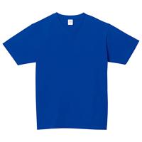 ブルー 定番綿 100％生地Tシャツ（Vネック） 108-VCT