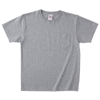 グレー Cross Stitch オープンエンドマックスウェイト ポケットTシャツ OE1117
